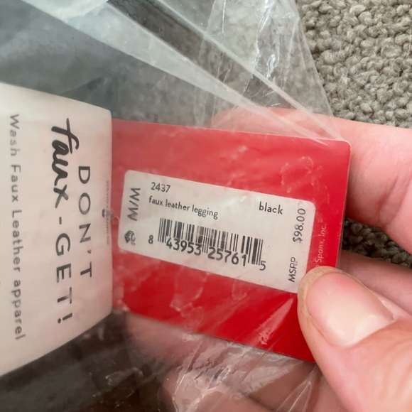 New in package Spanx faux leather leggings. Size medium. - Picture 2 of 3